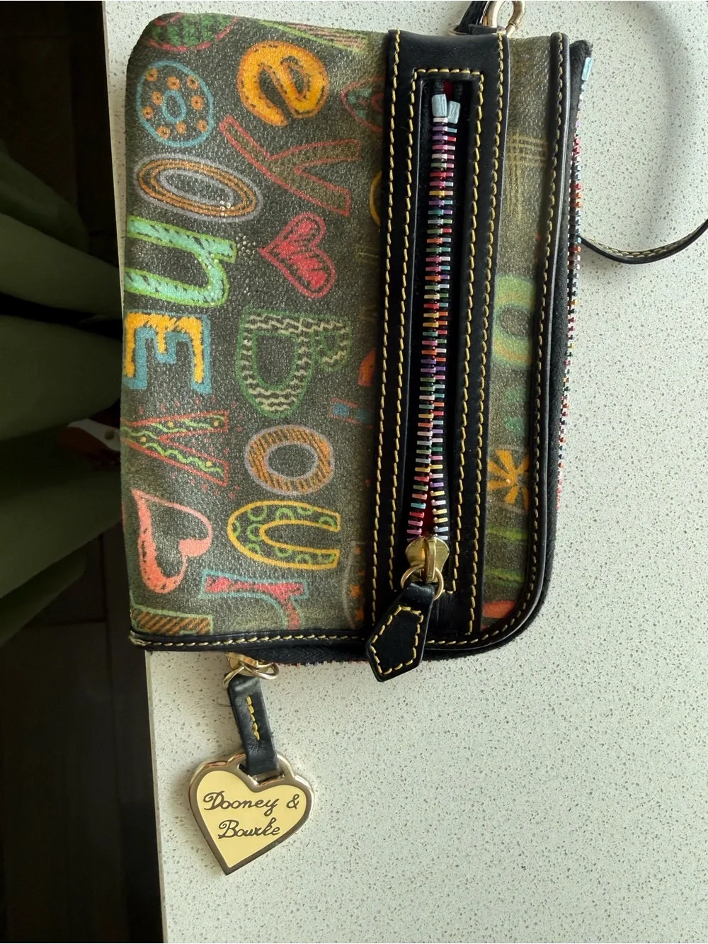 Vintage Dooney & Bourke Brown Multicolor Graphic Wristlet Duo